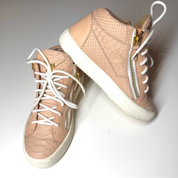 Giuseppe Zanotti Women Snakeskin Embossed Leather Double Zip High Top Sneaker 36 - Picture 7 of 10